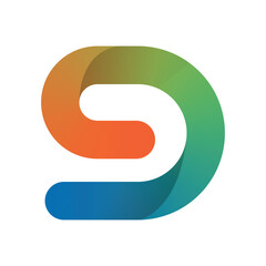 D abstract gradient letter logo