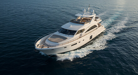 Luxury motor boat and super yacht cruising on the ocean