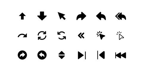 set of black arrow, Navigation and Control Icons Set for UI/UX Design, black arrow icon pack