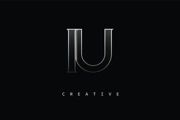 IU Luxury Minimalist Letter Logo – Modern Metallic Design for Premium Branding & Creative Identity