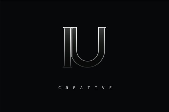 IU Luxury Minimalist Letter Logo &ndash; Modern Metallic Design for Premium Branding & Creative Identity