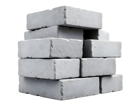 Stack of white concrete bricks