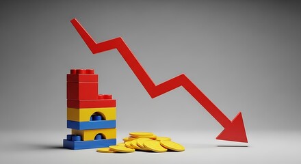 Abstract representation of economic decline, financial market instability, and asset devaluation, highlighting investment risks and the challenges of a volatile global economy with wealth erosion.