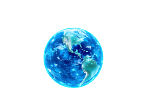 Glowing Blue Earth with Illuminated Continents
