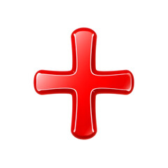 Fototapeta premium Glossy 3D Red Plus Sign for Addition and Mathematics