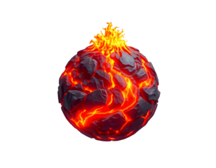 Fiery Lava Sphere with Glowing Cracks and Flames
