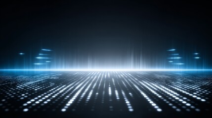 Obraz premium Futuristic Abstract Technology Digital Background with Glowing Blue Lights and Connected Dots for Science and Innovation Concepts.