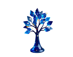 Crystal Tree with Blue Gemstone Leaves