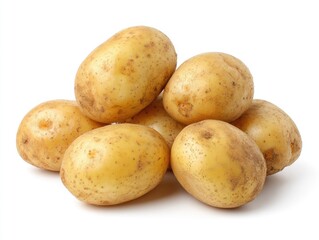 Pile of potatoes on white background
