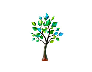 Polygonal Tree Illustration with Geometric Leaves
