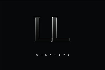 LL Luxury Minimalist Letter Logo – Modern Metallic Design for Premium Branding & Creative Identity
