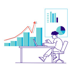 Financial growth and business success with analyzing positive trends and investment opportunities vector illustration. Financial management and strategic.