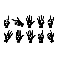 Obraz premium Black hand gestures counting and pointing vector