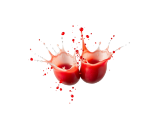 Cherry Juice Splash Two Cups Colliding with Explosive Droplets