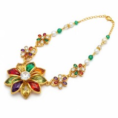 Obraz premium Exquisite floral gemstone necklace with vibrant multi colored stones