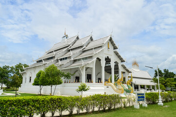 White Church, Lanna Architecture, Symbols of Buddhism, South East Asia at Wat Thip Apsara Morin (Wat Noi Wang Sakae), Chiang Mai, Northern Thailand