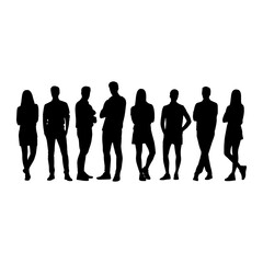 Diverse group of people standing silhouettes women