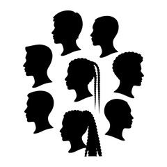 Diverse Human Head Silhouettes profile heads
