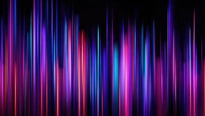 Abstract vertical lines of vibrant, blurred, neon colors on a black background