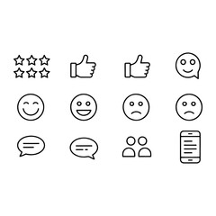 Feedback icons including stars thumbs and faces thumbs up