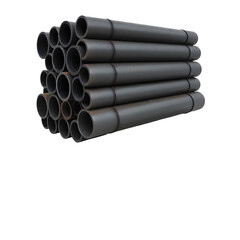Fototapeta premium Stack of black PVC pipes for construction and plumbing