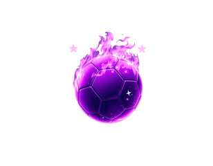 Obraz premium Purple Flaming Soccer Ball with Glowing Effects
