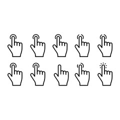 Hand cursor icons pointing and tapping pointing finger