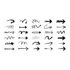 Hand drawn black arrows collection direction pointing