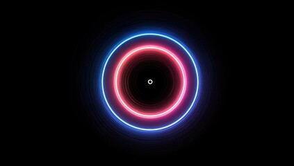 Abstract neon circles on black background