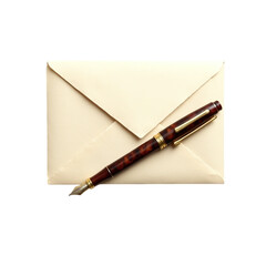 Elegant Fountain Pen Resting on Cream Envelope Conveying Sophistication and Tradition in Writing and Communication Tools with Artistic Flair