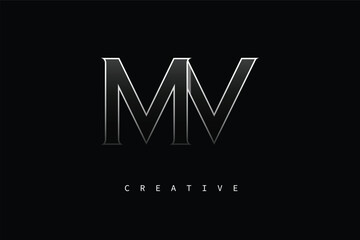 MV Luxury Minimalist Letter Logo – Modern Metallic Design for Premium Branding & Creative Identity