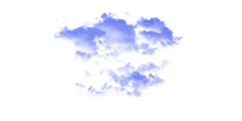 A digital rendering of abstract blue cloud formations against a stark black background space design