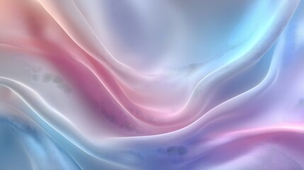 Fototapeta premium Flowing abstract veil with silky texture and soft color transitions in pink-peach to light blue gradient, featuring clean blur and elegant smooth waves.