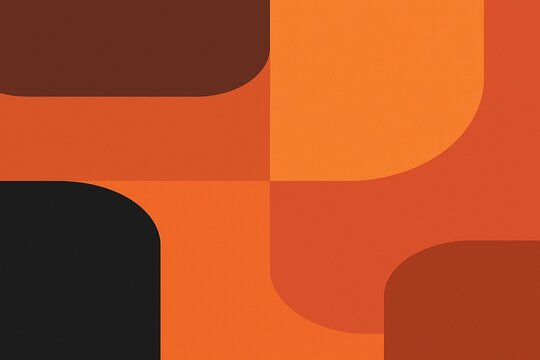 Retro Geometric Abstract Pattern in Warm Orange and Black Tones - Powered by Adobe