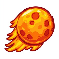 Fototapeta premium Cartoon orange celestial body with fiery tail