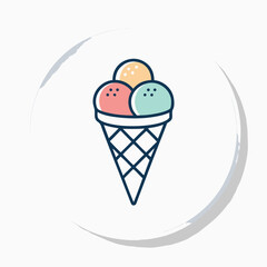 Modern Ice Cream Logo Design – Minimalist Vector Badge for Dessert Shops & Cafés Ice cream logo clipart set. Colorful cone ice cream icon clip art in pictogram style vector illustration color pastel	
