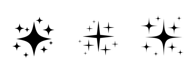 Black Sparkle Icons Vector – Minimalist Decorative UI Elements
