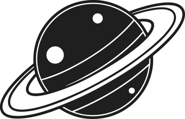 Stylized planet with rings and moons graphic illustration space galaxy
