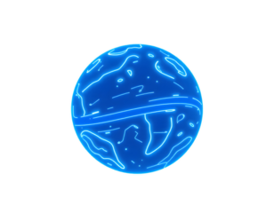 Glowing Blue Orb with Neon Lines on Transparent Background