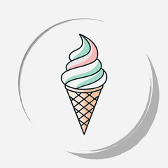 Modern Ice Cream Logo Design – Minimalist Vector Badge for Dessert Shops & Cafés Ice cream logo clipart set. Colorful cone ice cream icon clip art in pictogram style vector illustration color pastel	

