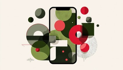 Obraz premium Abstract phone graphic design with geometric shapes