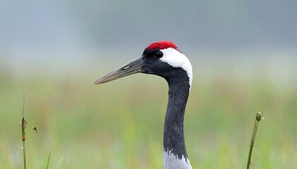 Fototapeta premium Crane portrait in field