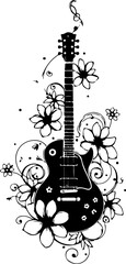 "Floral Melody: Artistic Guitar Silhouette Design" vector 