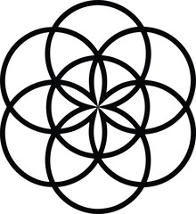 Black geometric flower of life symbol sacred geometry pattern on white background geometric pattern spiritual