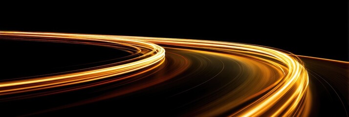 Abstract swirling golden light trails on a dark background