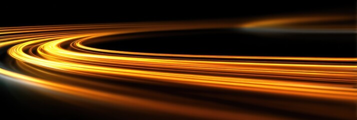Abstract, dynamic, glowing lines forming a circular path on a dark background