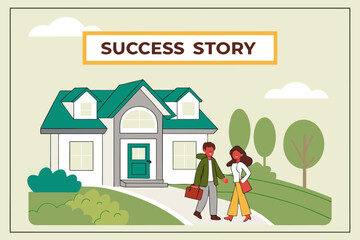 A couple walks towards their new home celebrating a successful journey and the achievement of their dream house