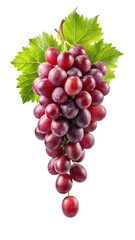 Fototapeta premium Red Grape with Leaves Isolated on White Background