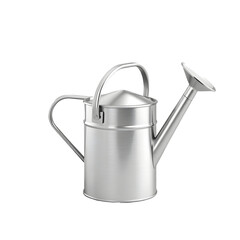 Silver Watering Can Metal Garden Tool Isolated