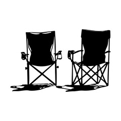 Camping Chair Silhouettes Clipart On White Background